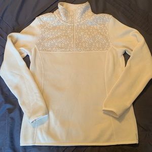 New Eddie Bauer Soft Fleece Off White Pullover Shirt Sweater Top Sz M - Medium